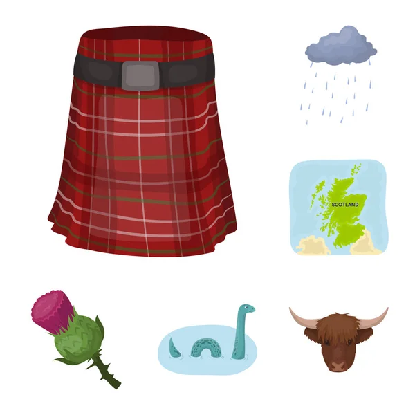 Land Skottland tecknad ikoner i set insamling för design. Sightseeing, vektor kultur och tradition symbol lager web illustration. — Stock vektor