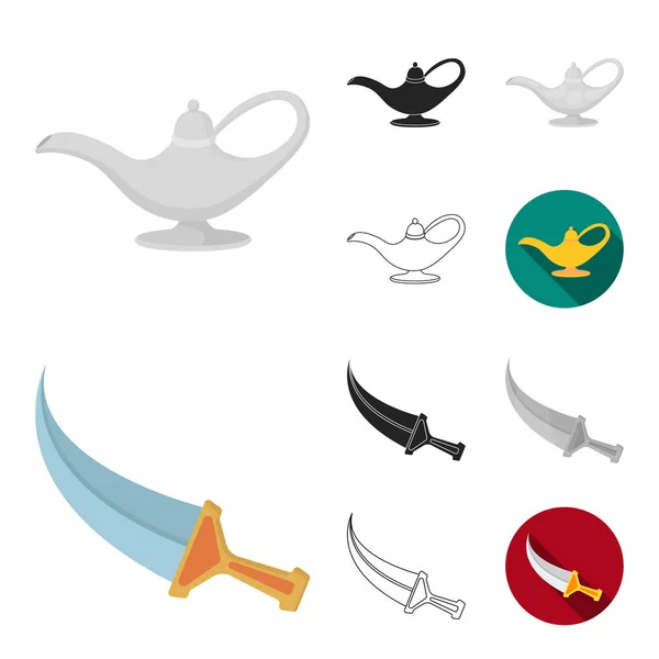 País Emiratos Árabes Unidos dibujos animados, negro, plano, monocromo, iconos de contorno en la colección de conjuntos para el diseño. Turismo y atracción vector símbolo stock web ilustración . — Archivo Imágenes Vectoriales