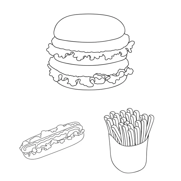 Fast food vázlat ikonok beállítása gyűjtemény a design. Félkész termékek élelmiszer szimbólum állomány honlap illusztráció vektor. — Stock Vector