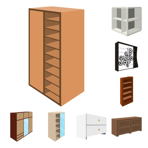 Iconos de dibujos animados de muebles de dormitorio en colección de conjuntos para el diseño. Muebles de madera modernos vector isométrico símbolo stock web ilustración . — Archivo Imágenes Vectoriales