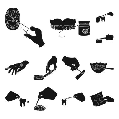 Manipülasyon ellerinizle siyah set koleksiyonu tasarım için simgeler. El hareketi tıp vektör simge stok web çizimde.