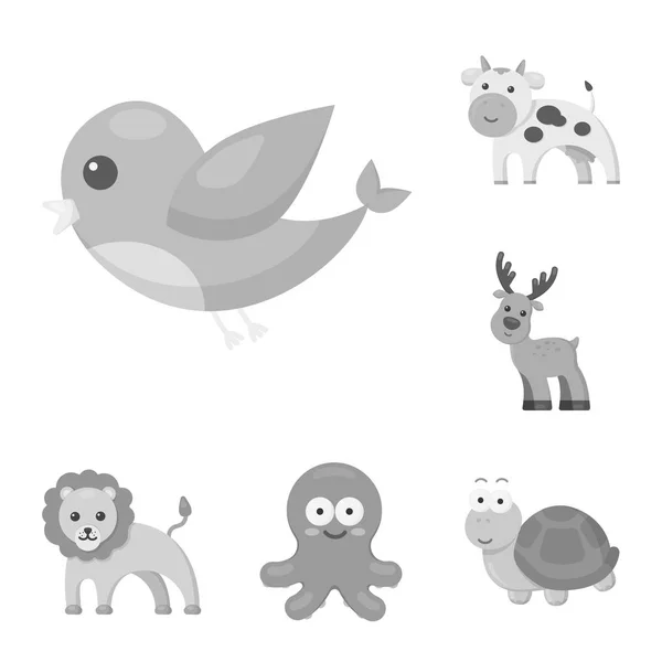 Une irréaliste monochrome animaux icônes dans la collection ensemble pour le design. Jouet animaux vecteur symbole stock web illustration . — Image vectorielle