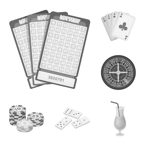 Casinò e gioco d'azzardo icone monocromatiche nella collezione di set per il design. Casinò e attrezzature vettoriale simbolo stock web illustrazione . — Vettoriale Stock