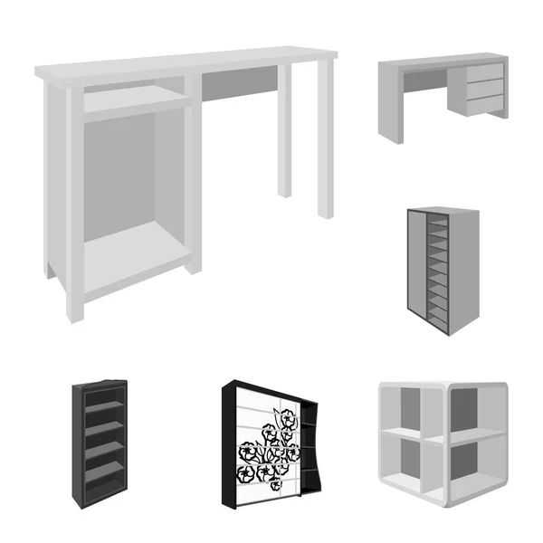 Bedroom furniture monochrome icons in set collection for design. Modern wooden furniture isometric vector symbol stock web illustration. — Stock Vector
