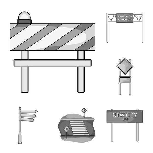 Cruces y letreros de carretera y otro icono web en estilo monocromo.Cruces peatonales y letreros iconos en la colección de conjuntos . — Vector de stock