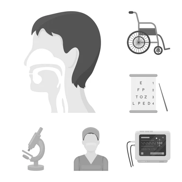 Medicin och behandling svartvita ikoner i set insamling för design. Medicin och utrustning vektor symbol lager web illustration. — Stock vektor