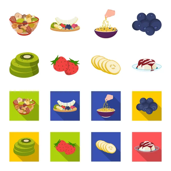 Frukter och andra livsmedel. Mat som samling ikoner i tecknad, platt stil vektor symbol stock illustration web. — Stock vektor