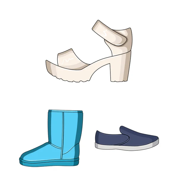 Diferentes zapatos iconos de dibujos animados en la colección de conjuntos para el diseño. Hombres y mujeres zapatos vector símbolo stock web ilustración . — Vector de stock