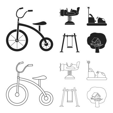Bir bahar, değişim ve diğer cihazlar uçakta. Bahçesi toplama simgeler siyah, anahat stili vektör simge stok çizim web içinde ayarla..