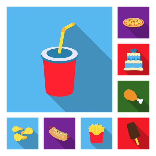 Rychlé občerstvení ploché ikony v kolekce sady pro design. Potraviny z polotovarů vektorové ilustrace symbolů akcií web. — Stockový vektor