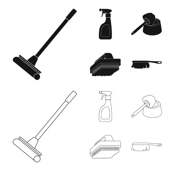 Cleaning and maid black, outline icons in set collection for design. Оборудование для очистки векторного символа . — стоковый вектор