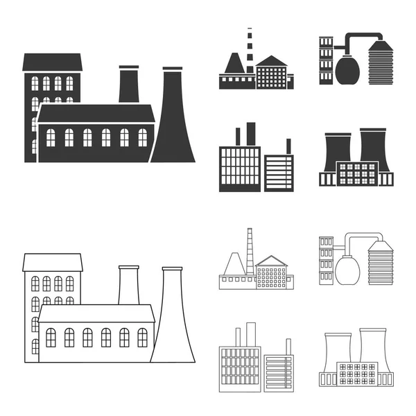 Industry, production.Factory set collection icons in black,outline style vector symbol stock illustration web. — Stock Vector