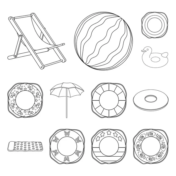 Iconos de contorno de círculo de natación multicolor en la colección de conjuntos para el diseño. Diferentes boyas salvavidas vector símbolo stock web ilustración . — Vector de stock