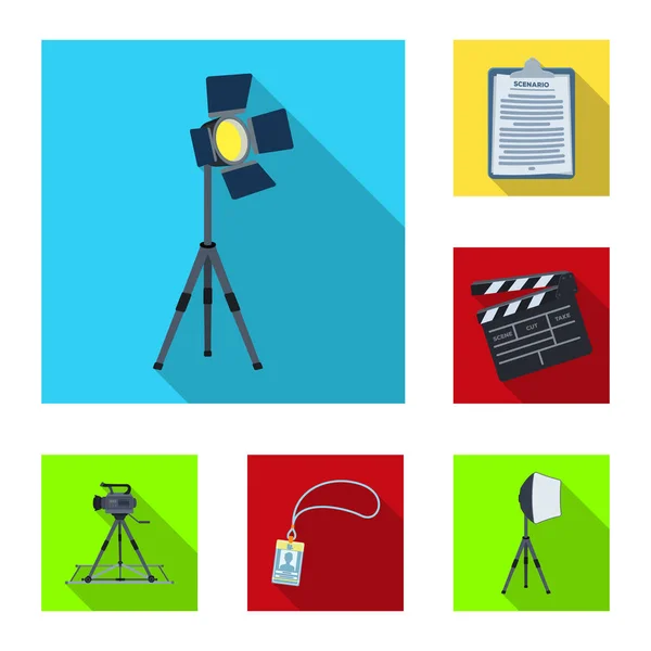 Making a movie flat icons in set collection for design. Attributes and Equipment vector symbol stock web illustration. — Stock Vector