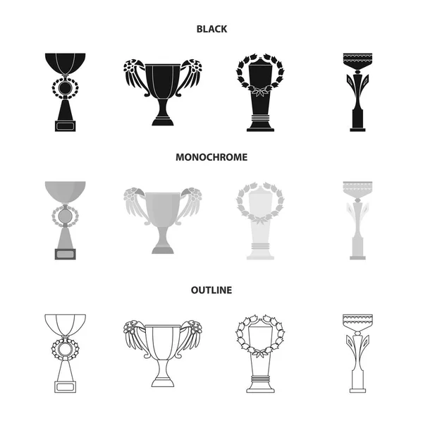 Gold Cup preto, monocromático, ícones de contorno na coleção de conjuntos para design. Vencedores Cup vetor símbolo web ilustração . — Vetor de Stock