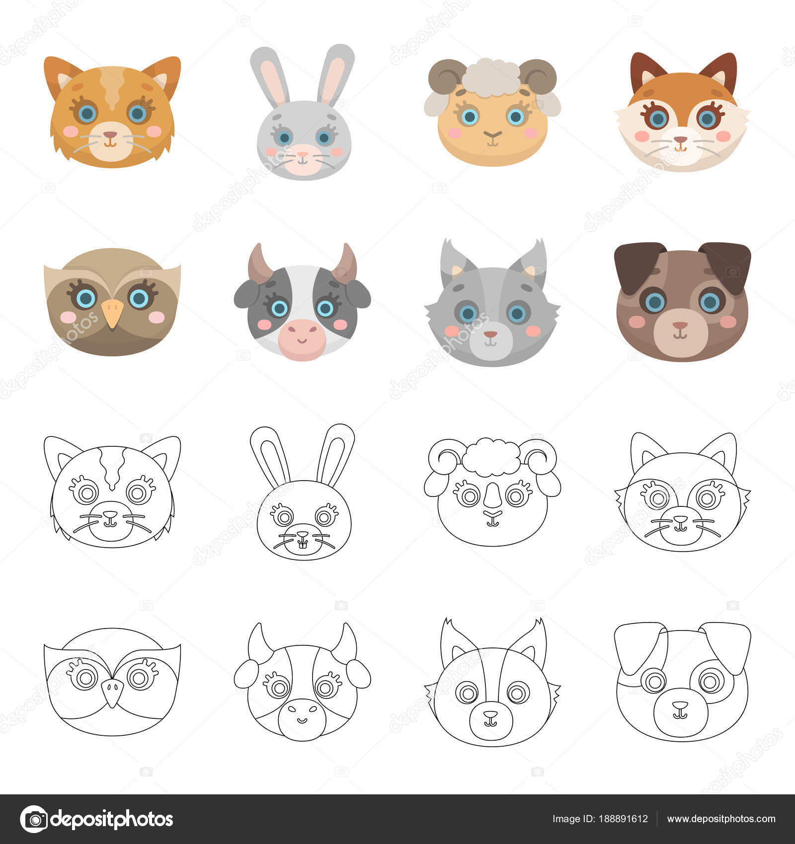 Hibou Vache Loup Chien Bouche Animale Figurant Icônes