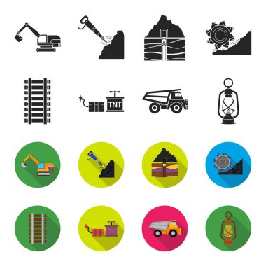 Ryllsy, vzryvchatka, Damper, fener. Benim toplama simgeler siyah, flet stil vektör simge stok çizim web içinde ayarlamak.