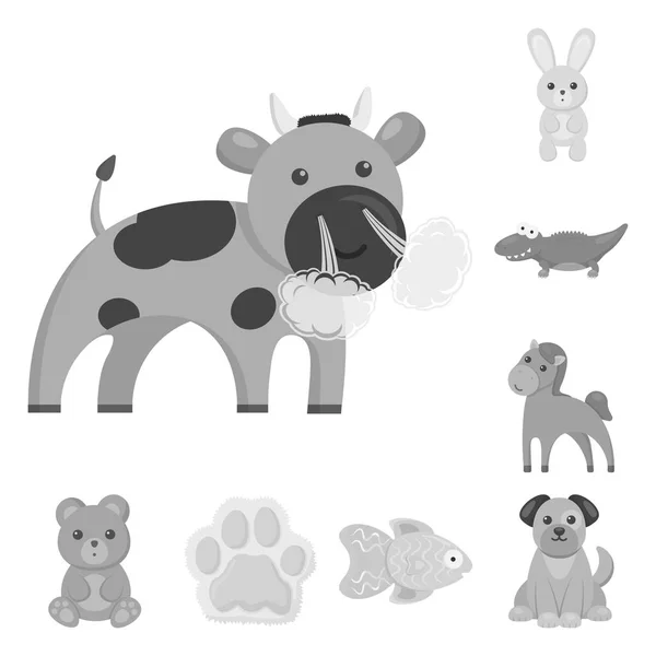 Un animal irréaliste icônes monochromes dans la collection ensemble pour le design. Jouet animaux vecteur symbole stock web illustration . — Image vectorielle