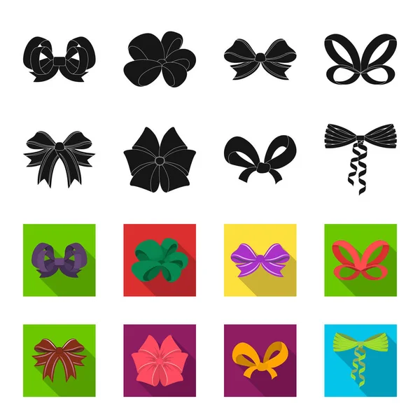 Multicolored bows cartoon,black,flat,outline icons in set collection for design.Bow for decoration vector symbol stock web illustration. — Stock Vector