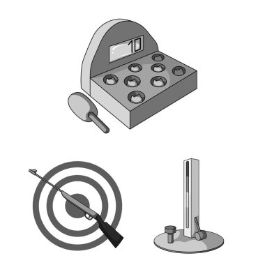 Eğlence Parkı set koleksiyonu tasarım için tek renkli simgeler. Cihazları ve mekanlarına sembol stok web illüstrasyon vektör.