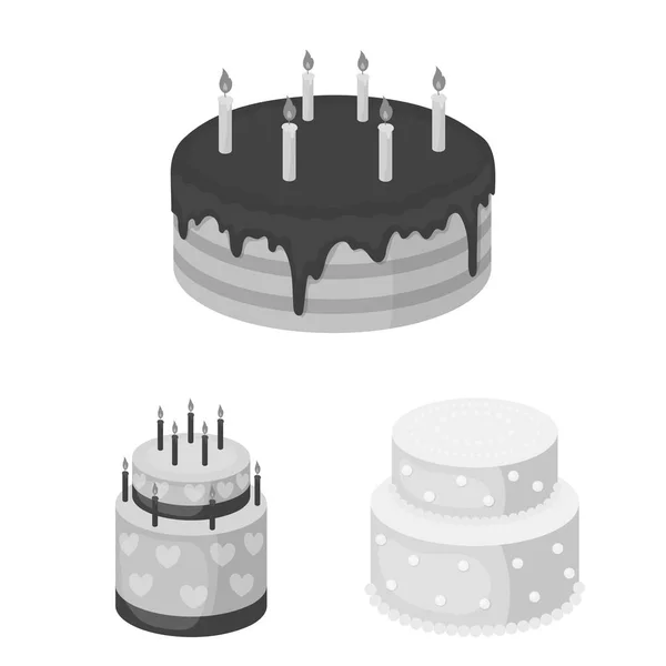 Торт і десерт монохромні значки в наборі для дизайну. Святковий торт Векторний символ стокова веб-ілюстрація . — стоковий вектор