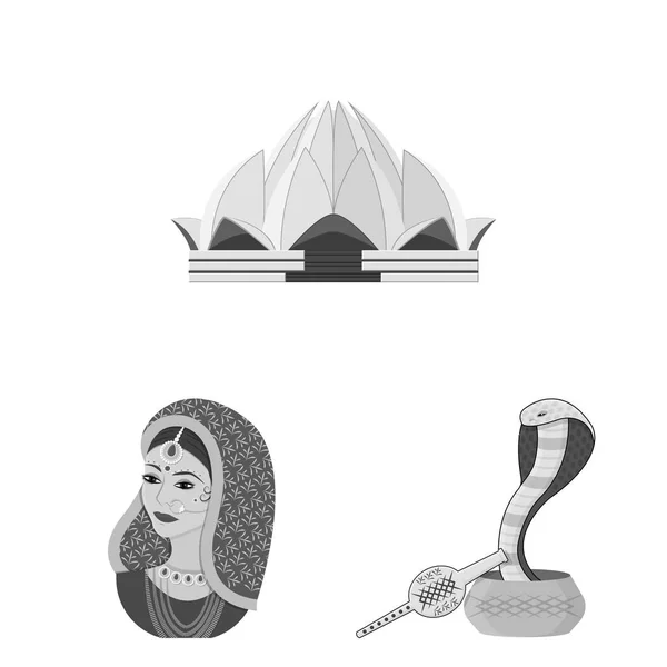 País Índia ícones monocromáticos na coleção de conjuntos para design.Índia e símbolo de vetor marco ilustração web estoque . — Vetor de Stock
