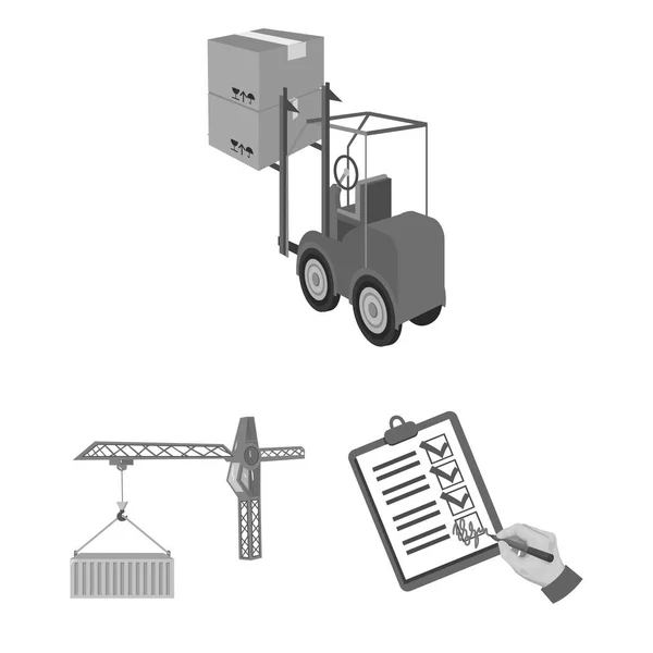 Logistics and delivery monochrome icons in set collection for design. Transport and equipment isometric vector symbol stock web illustration. — Stock Vector