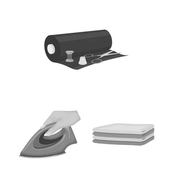 Ateljé och utrustning svartvita ikoner i set insamling för design. Sömnad av ytterkläder vektor symbol lager web illustration. — Stock vektor
