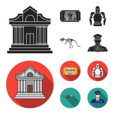 Resim, lahit Firavun, telsiz, taç. Müzesi toplama simgeler siyah, düz stil vektör simge stok çizim web içinde ayarla..