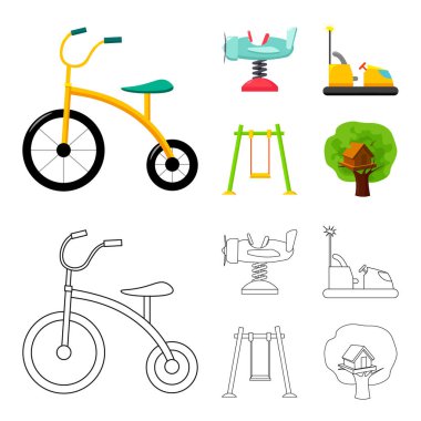 Bir bahar, değişim ve diğer cihazlar uçakta. Bahçesi çizgi film, anahat stili vektör simge stok çizim web simgeler ayarla.
