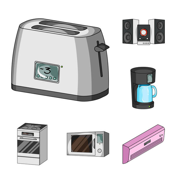 Smart home appliances cartoon icons in set collection for design. Modern household appliances vector symbol stock web illustration.