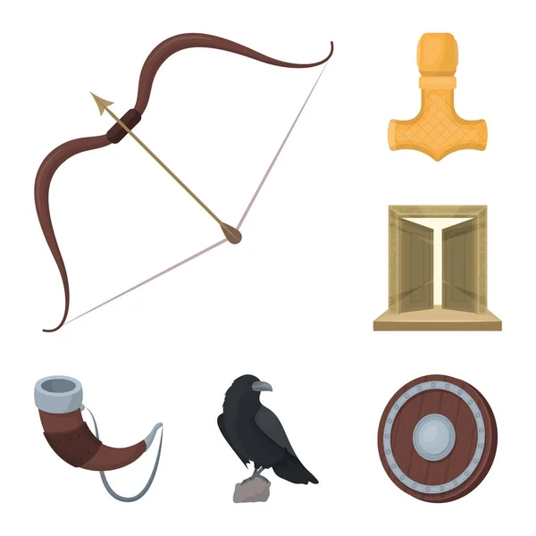 Вікінги і атрибути мультфільм іконки в розділ «колекції» для дизайну. Старий скандинавської воїн вектор символ запас web ілюстрація. — стоковий вектор