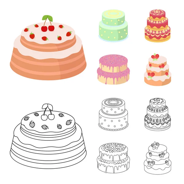 Sweetness, dessert, cream, treacle .Cakes country set collection icons in cartoon, outline style vector symbol stock illustration web . — стоковый вектор