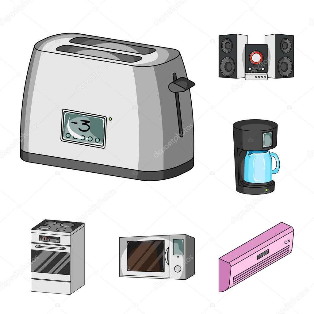Smart home appliances cartoon icons in set collection for design. Modern household appliances vector symbol stock  illustration.