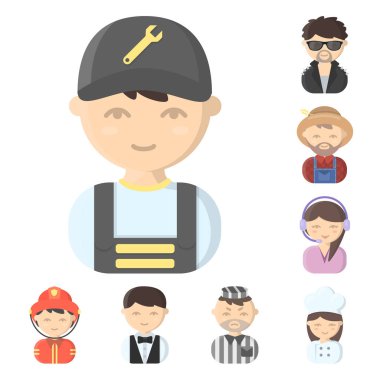 Farklı mesleklerden insanlar set koleksiyonu tasarım için simgeleri karikatür. İşçi ve uzman sembol stok web illüstrasyon vektör.