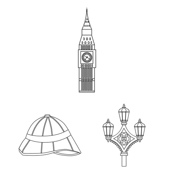 Inglaterra país esboço ícones na coleção de conjuntos para design.Travel e atrações símbolo vetorial ilustração da web . — Vetor de Stock