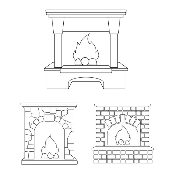 Diferentes tipos de chimeneas esbozan iconos en la colección de conjuntos para el diseño.Chimeneas construcción vector símbolo stock web ilustración . — Vector de stock