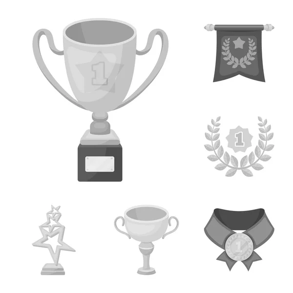 Nagrody i trofea monochromatyczne ikony w kolekcja zestaw do projektowania. Nagrody i osiągnięcia ilustracja web akcji symbol wektor. — Wektor stockowy