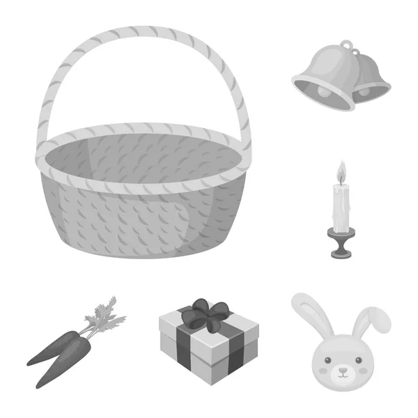 Pascua es un día de fiesta cristiana iconos monocromáticos en la colección de conjuntos para el diseño. Pascua atributos vector símbolo stock web ilustración . — Vector de stock