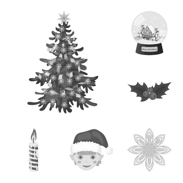 Atributos navideños y accesorios iconos monocromáticos en colección de conjuntos para diseño. Feliz Navidad vector símbolo stock web ilustración . — Vector de stock