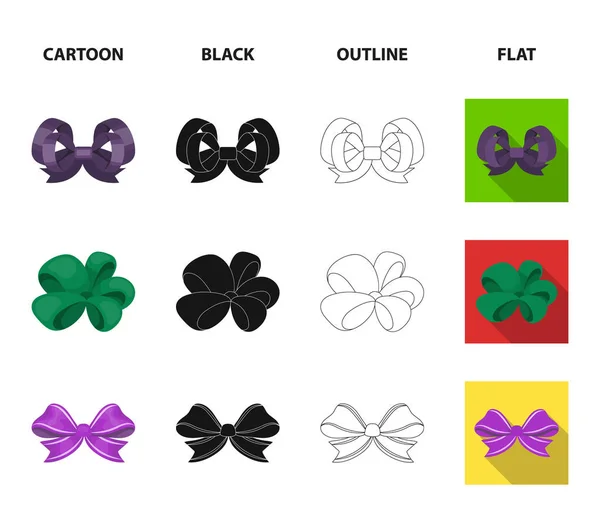 Ornamentals, frippery, finery and other web icon in cartoon, black, outline, flat style.Bow, ribbon, decoration, icons in set collection . — стоковый вектор