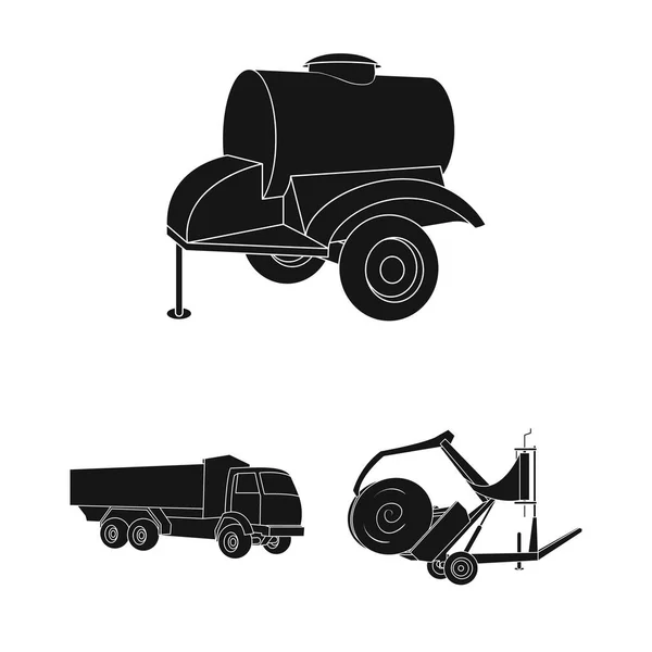 Landmaschinen schwarze Ikonen in Set-Kollektion für Design. Geräte und Geräte Vektor Symbol Stock Web Illustration. — Stockvektor