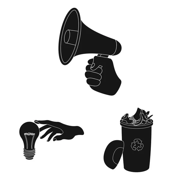 Manipulation à la main icônes noires dans la collection de jeu pour le design. Mouvement des mains symbole vectoriel stock illustration web . — Image vectorielle