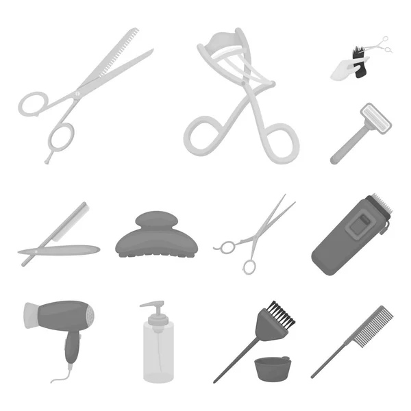 Friseur und Werkzeuge monochrome Symbole in Set Sammlung für design.Beruf Friseur Vektor Symbol Stock Web-Illustration. — Stockvektor