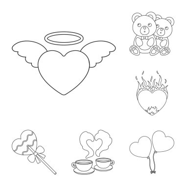 Set koleksiyonu tasarım için romantik ilişki anahat simgeleri. Sevgi ve dostluk sembolü hisse senedi web illüstrasyon vektör.