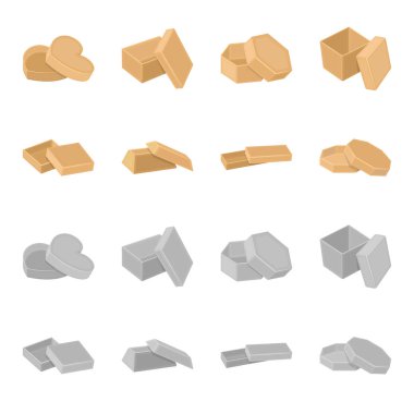 Dava, kabuk, çerçeve ve diğer web simgesi karikatür, tek renkli stil. Kutusu, konteyner, paket, küme koleksiyon simgeler.