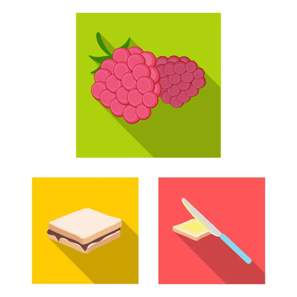 Dezert voňavé ploché ikony v kolekce sady pro design. Potraviny a sladkosti symbol akcií webové vektorové ilustrace. — Stockový vektor