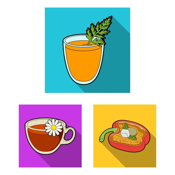 Vegetarian dish flat icons in set collection for design.Vegetable and milk food vector symbol stock web illustration. — Stock Vector