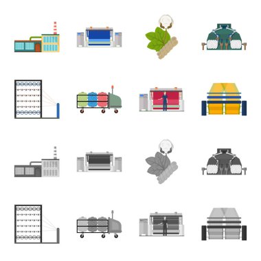 Makine, ekipman, iplik ve diğer web simgesi karikatür, tek renkli stil., aletleri, stok, tekstil simgeler kümesi koleksiyonu.