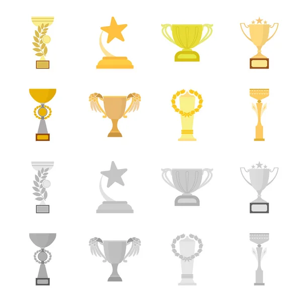 Cartone animato Gold Cup, icone monocromatiche in collezione set per il design. Vincitori Coppa vettore simbolo stock web illustrazione . — Vettoriale Stock